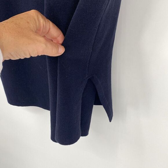 J.Crew Cotton Knit Dress 3/4 Sleeve Pullover Crew Neck Navy MP - Picture 11 of 14